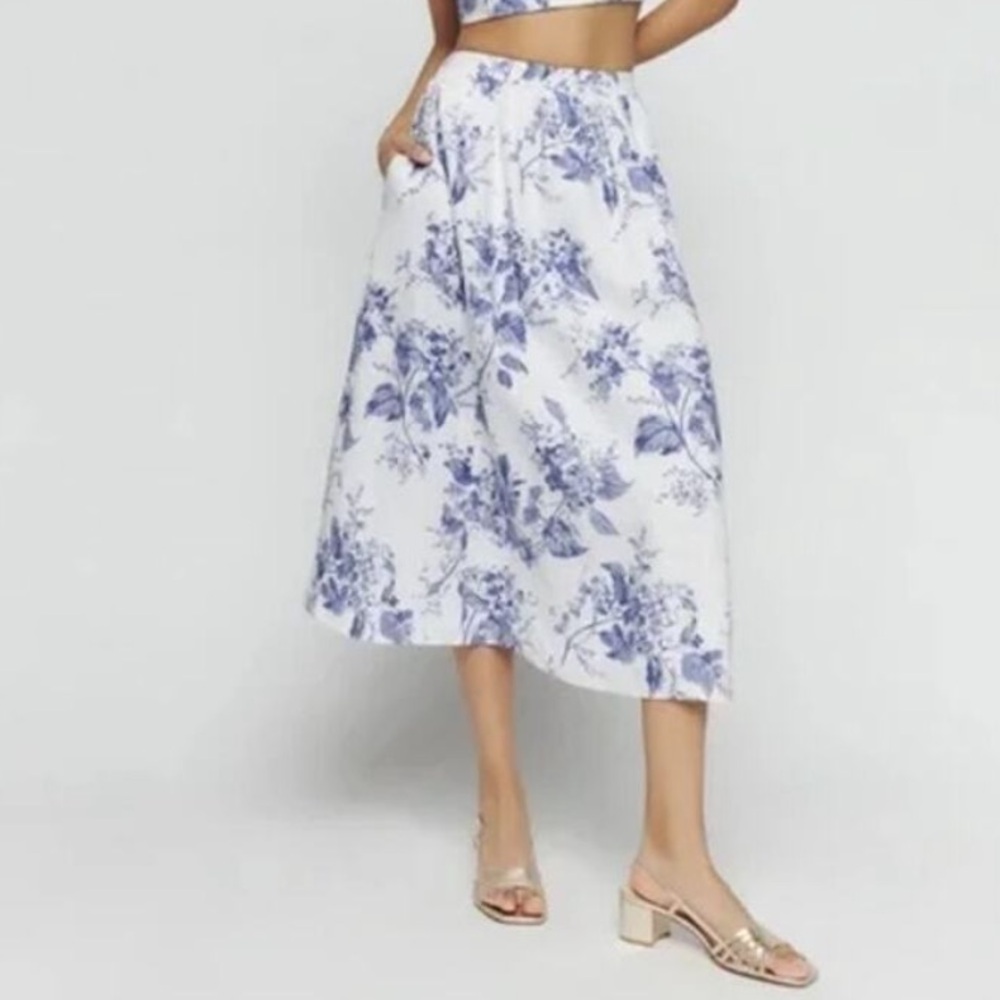Reformation Teya Linen Skirt Lupine Size 4